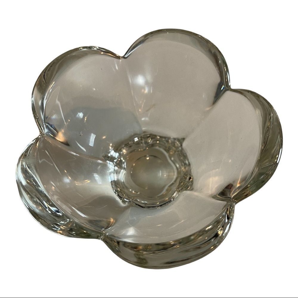 Crystal Five Lobe Lotus Flower Petal Footed Candy Dish